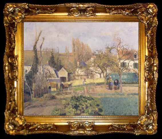 framed  Camille Pissarro Kitchen Garden at L-Hermitage,Pontoise, ta009-2
